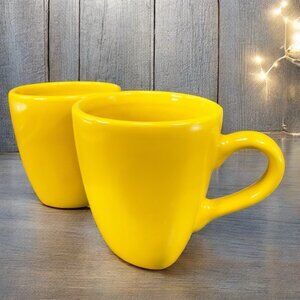 Buffalo China Lemon Drop Yellow Stoneware Ceramic Coffee Mug Cup Set 2 Oneida